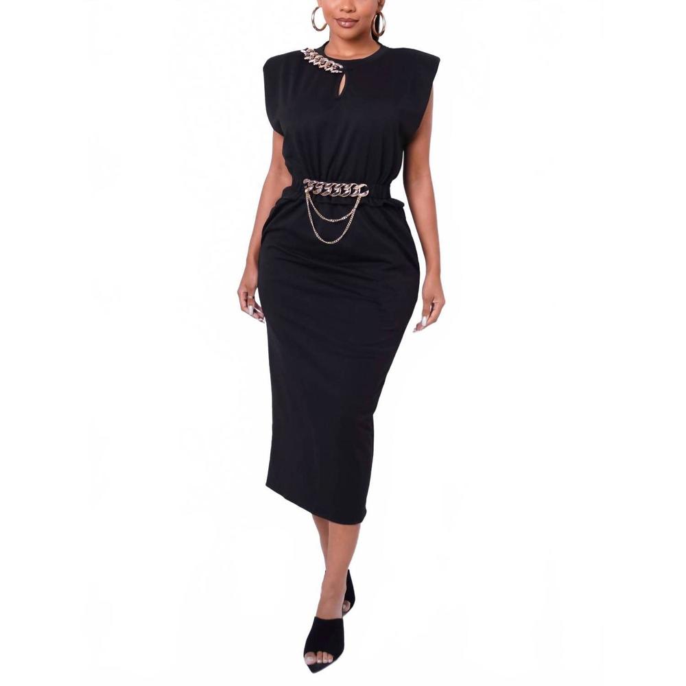 NEW MAGNOLIA FASHION link up midi dress in black